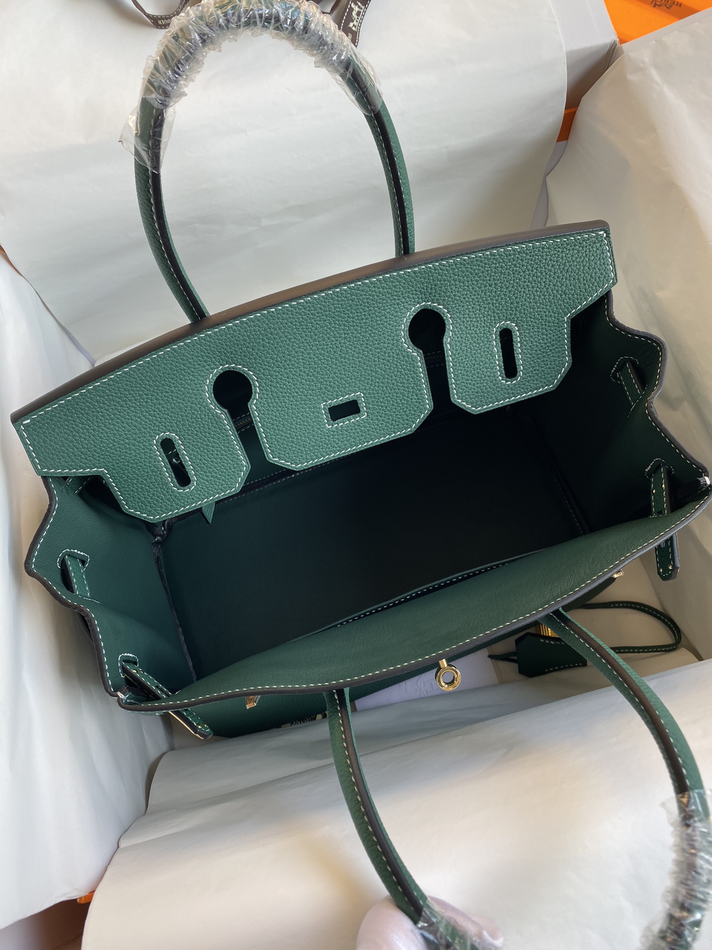 Hermes Birkin 30CM Togo Leather Handbag Malachite